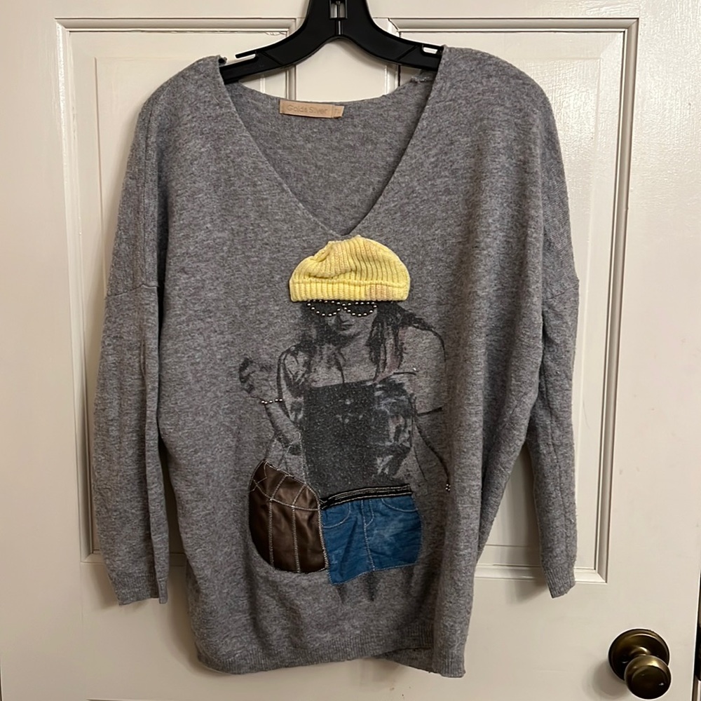 Gray V-Neck Sweater